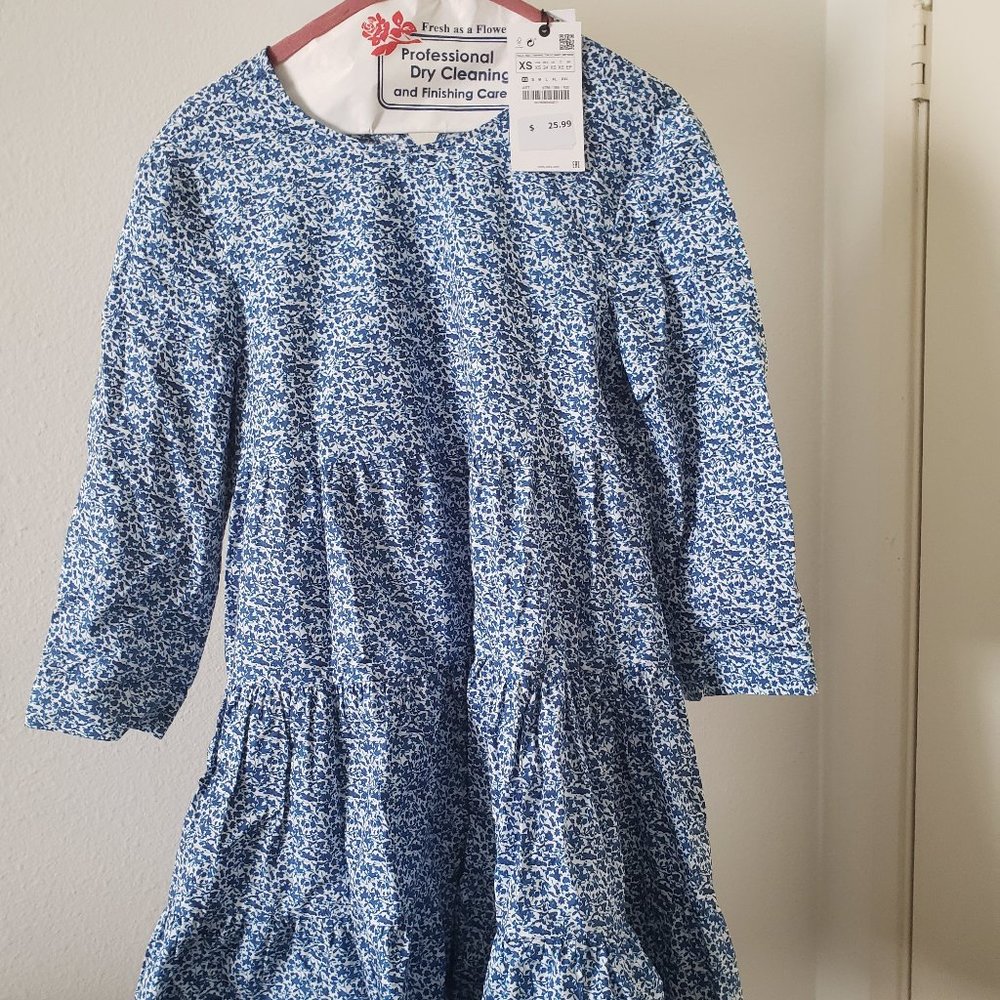 Zara Blue Floral Parachute dress